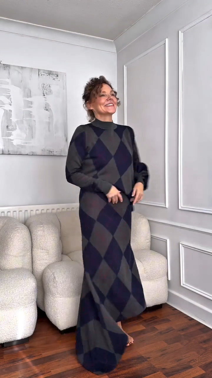 Vestito • Maglia • Motivo argyle 🧶