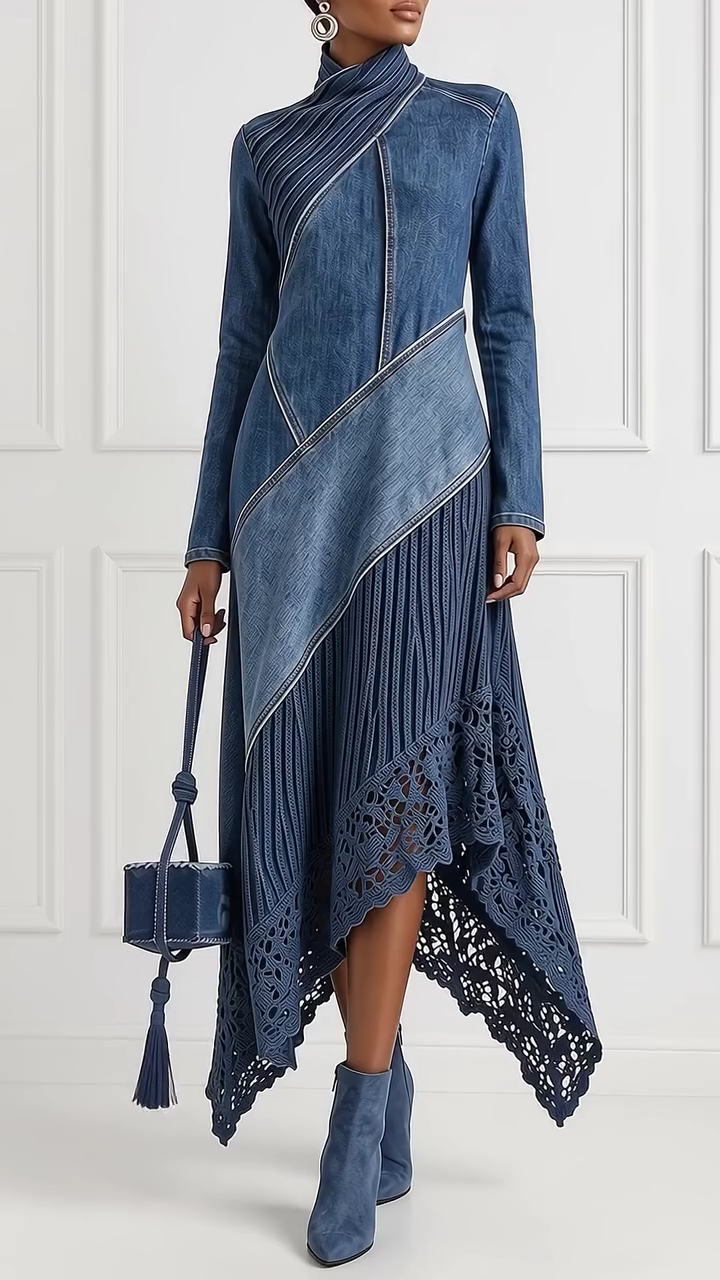 Vestito • Denim • Asimmetrico con crochet ✨