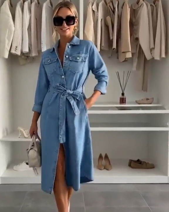 Abito • Denim • Con cintura e tasche 🕶️