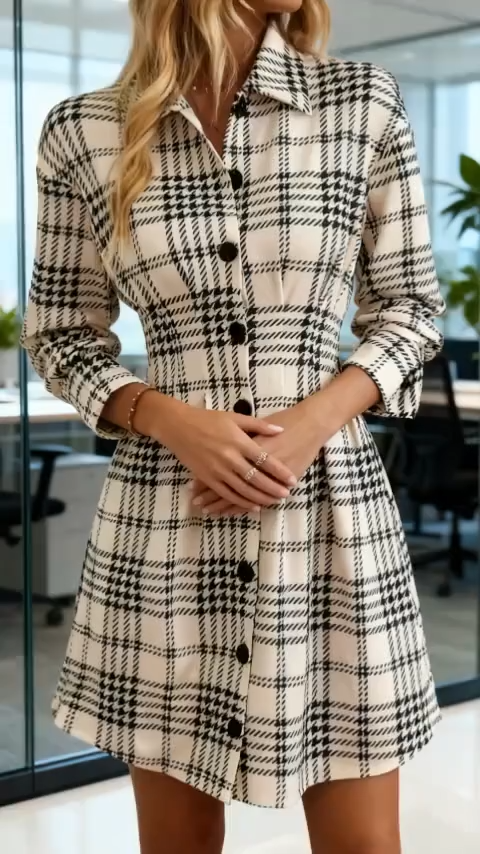 Abito • Tessuto a quadri • Eleganza sofisticata ✨